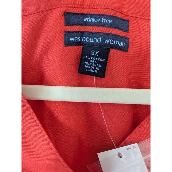 Westbound Woman Wrinkle Free Button Up Shirt Coral Orange Size 3X Office Casual - Picture 5 of 8